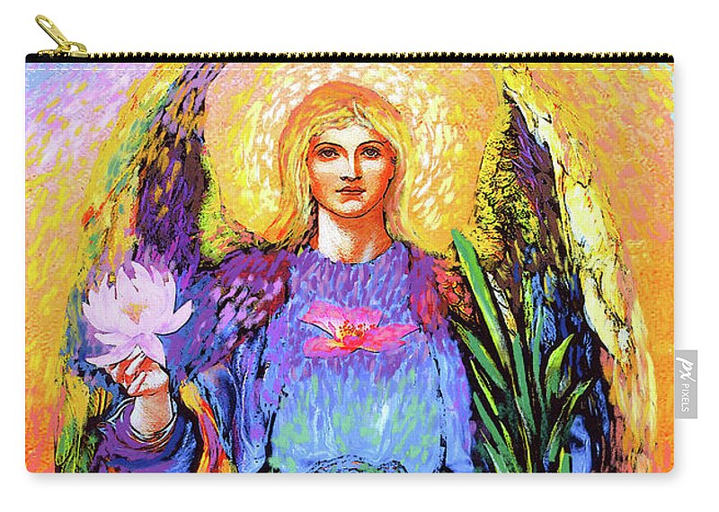 Spiritual Zip Pouch featuring the painting Angel Love by Jane Small