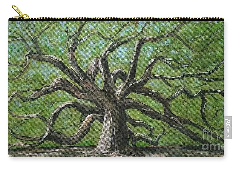 Trees Zip Pouch featuring the painting Angel Oak by Jimmy Chuck Smith