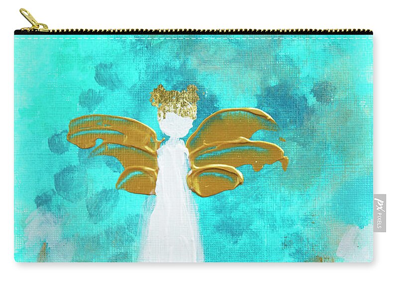 Acrylic Zip Pouch featuring the painting Angel of Joy by Linh Nguyen-Ng