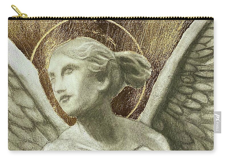 Angel Art Zip Pouch featuring the drawing Angel of Victory by Nadija Armusik