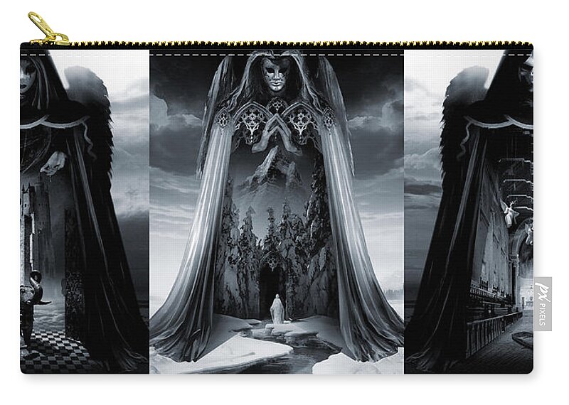  Fallen Angel Demon Religion Faith Skull Death Angels Deities Carry-all Pouch featuring the digital art Angels of Infinity Light Mercy by George Grie