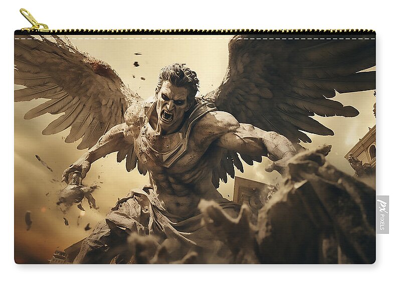 Angel Zip Pouch featuring the digital art Angels of the Fallen Church by Jackson Parrish