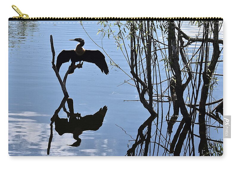 Anhinga Zip Pouch featuring the photograph Anhinga Squared by Ron Long