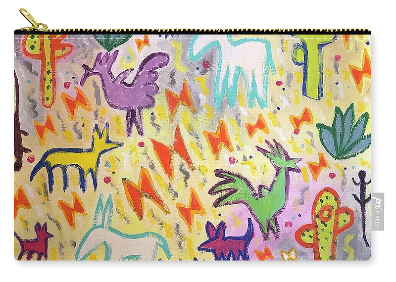Animals Carry-all Pouch featuring the painting Animalitos by Cyndie Katz