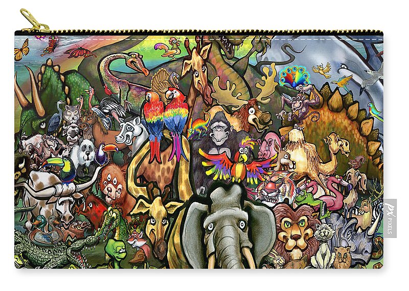 Animals Carry-all Pouch featuring the digital art Animals of All Colors Shapes and Sizes by Kevin Middleton
