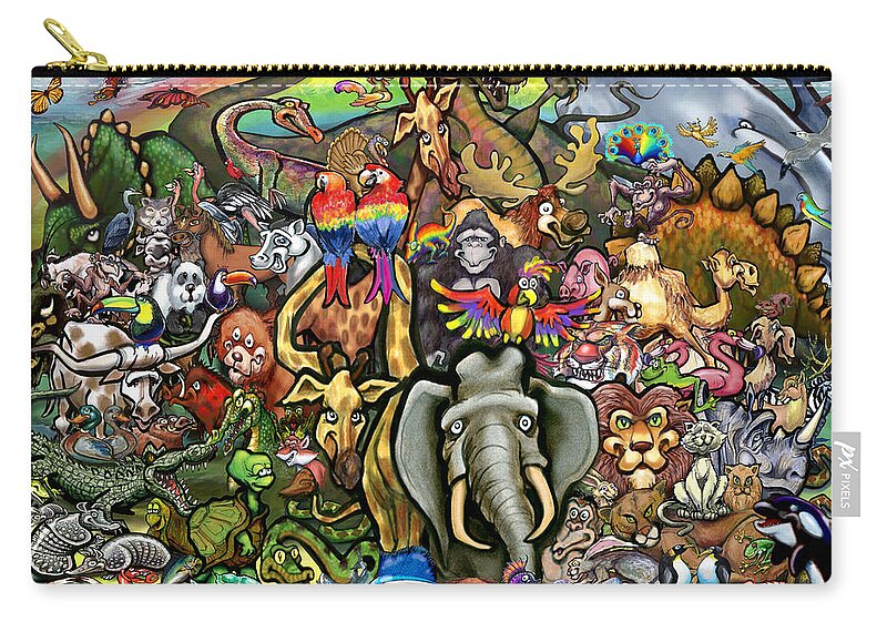 Animal Carry-all Pouch featuring the digital art Animals of Planet Earth by Kevin Middleton