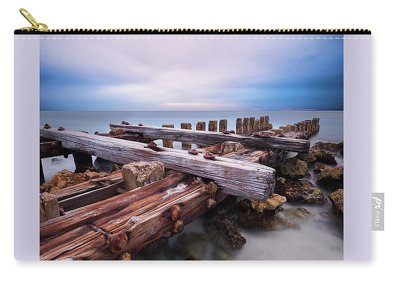 Coquina Beach Zip Pouch featuring the photograph Anna Maria Peaceful Sunset Clouds by Mark Rogers