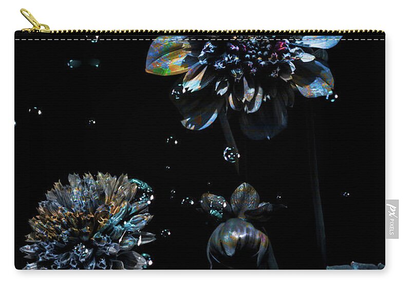 Dahlias; Garden; Modern Art; Contemporary Photography; Surrealism; Bubbles; Water; Playful; Blossoms; Petals; Garden Carry-all Pouch featuring the photograph Another by Cynthia Dickinson