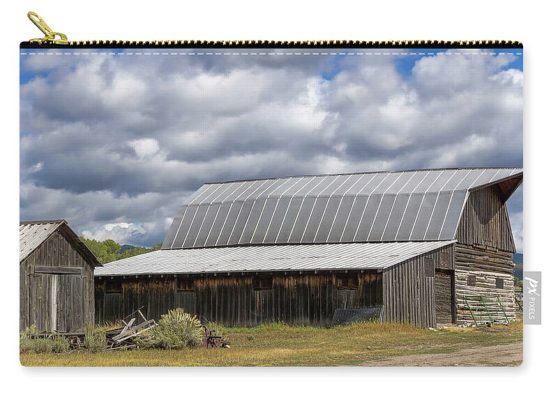 Mormon Row Zip Pouch featuring the photograph Another Mormon Row Barn 1220 10a by Cathy Anderson
