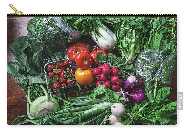 Food Zip Pouch featuring the photograph Another Veggie Tablescape by Nisah Cheatham