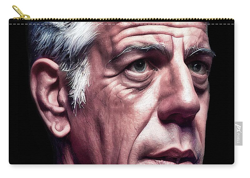 Figurative Carry-all Pouch featuring the digital art Anthony Bourdain 1 by Craig Boehman