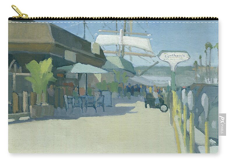 Anthony's Fish Grotto Carry-all Pouch featuring the painting Anthony's Fish Grotto - Downtown, San Diego, California by Paul Strahm