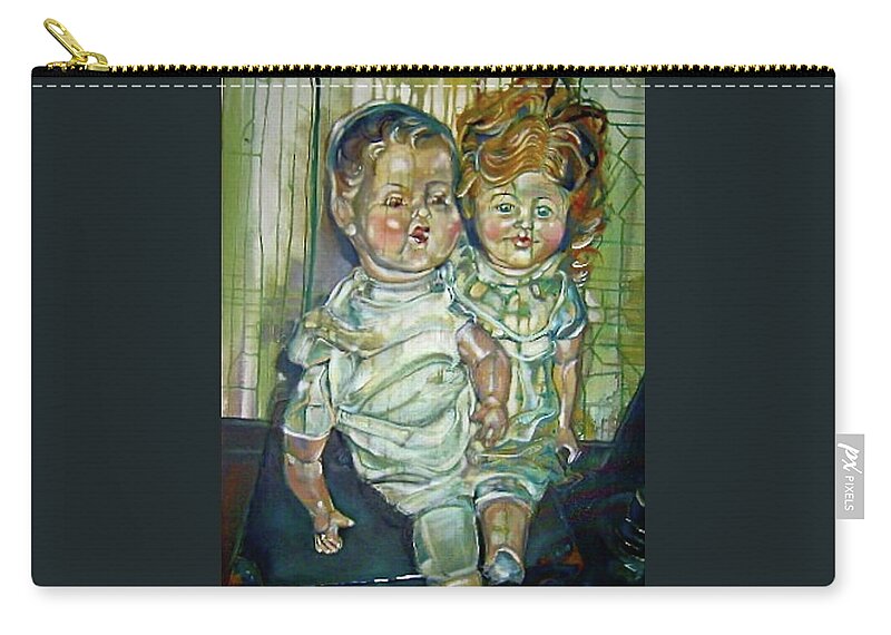  Carry-all Pouch featuring the painting Antique Dolls by Try Cheatham