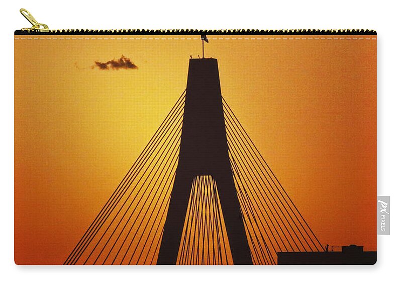 Anzac Zip Pouch featuring the photograph Anzac Bridge by Sarah Lilja