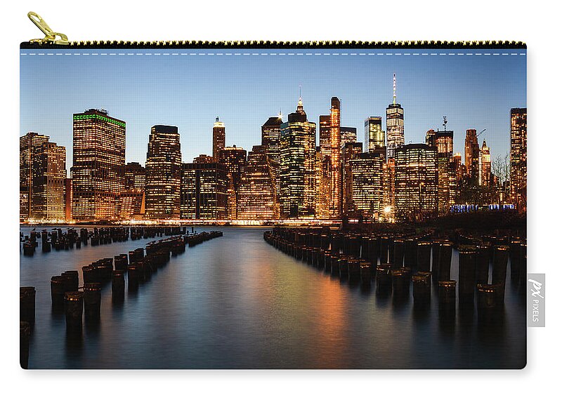 New York Carry-all Pouch featuring the photograph Apple Empire - Lower Manhattan Skyline. New York City by Earth And Spirit