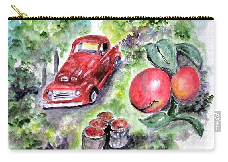 Harvest Zip Pouch featuring the painting Apple Truck by Clyde J Kell