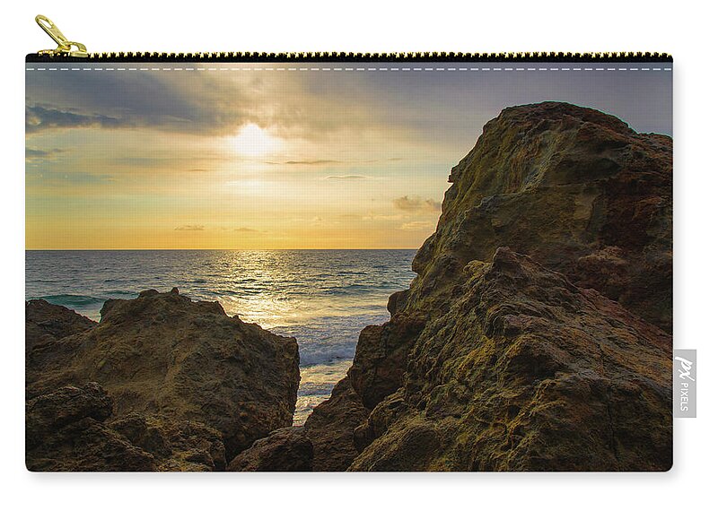 Ocean Zip Pouch featuring the photograph Approaching Sunset at Point Dume by Matthew DeGrushe