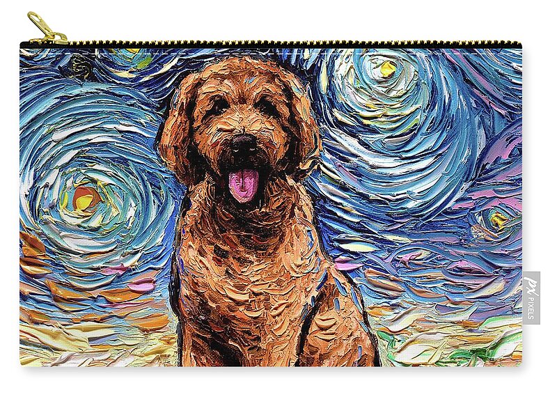 Apricot Carry-all Pouch featuring the painting Apricot Goldendoodle by Aja Trier