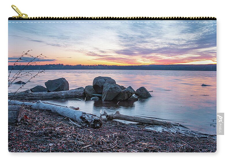 Hudson River Zip Pouch featuring the photograph April Fools Sunrise on the Hudson by Jeff Severson