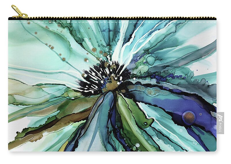  Carry-all Pouch featuring the painting Aqua Bloom by Julie Tibus
