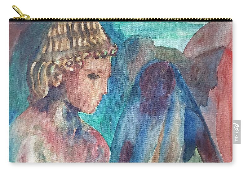 Sculpture Zip Pouch featuring the painting Archaic Greek Youth by Enrico Garff