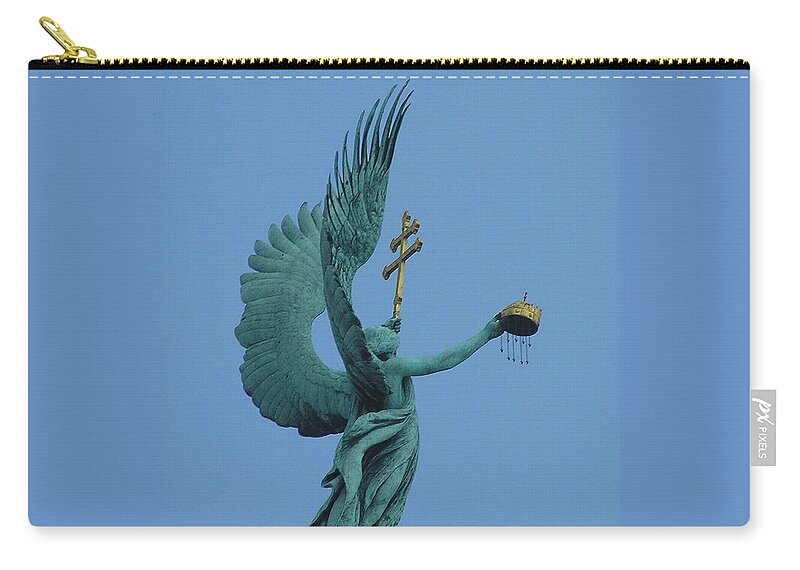 Archangel Gabriel Zip Pouch featuring the photograph Budapest Archangel Gabriel02 by Mary Kobet