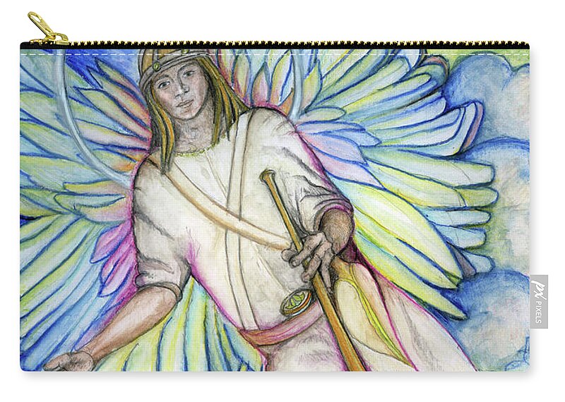 Archangel Zip Pouch featuring the painting Archangel Gabriel by Jo Thomas Blaine