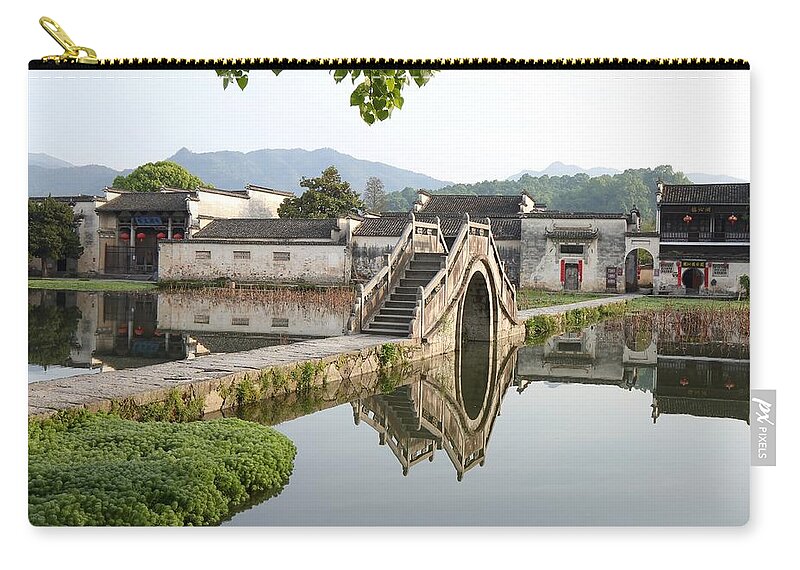 Arched Stone Bridge Carry-all Pouch featuring the photograph Arched Stone Bridge in Hong Village by Mingming Jiang