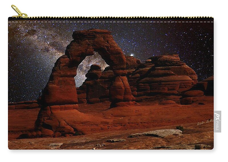 Arches National Park Night Digital Zip Pouch featuring the digital art Arches at Night by Bob Shimer