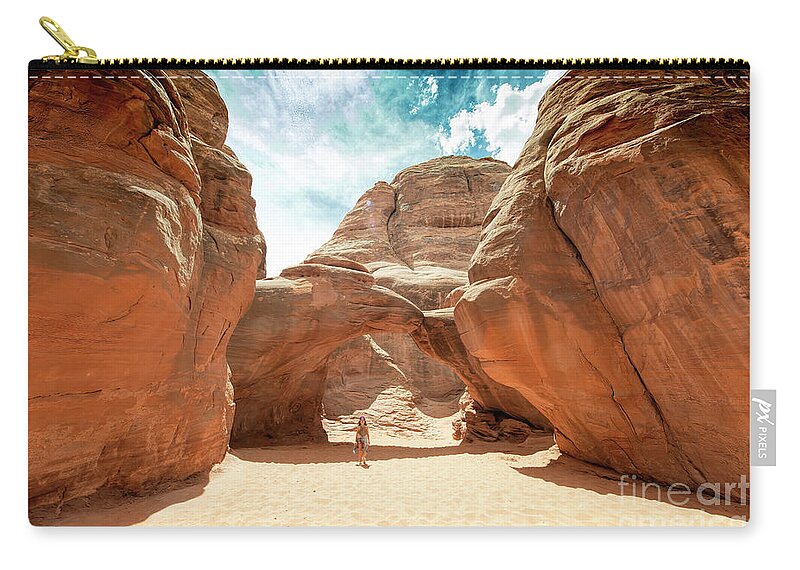 Arches National Park Zip Pouch featuring the photograph Arches National Park in Moab Utah by David Oppenheimer