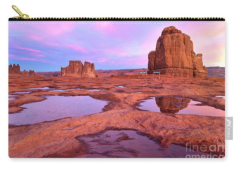 Arches National Park Zip Pouch featuring the photograph Arches National Park Sunrise by Ronda Kimbrow