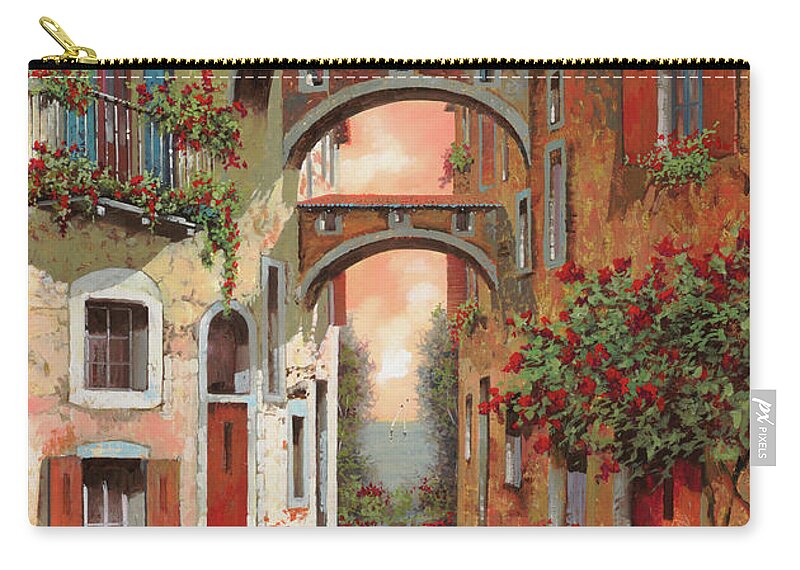 Arches Zip Pouch featuring the painting Archetti In Rosso by Guido Borelli