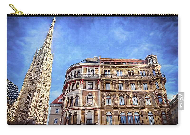 Vienna Zip Pouch featuring the photograph Architecture of Stephansplatz Vienna Austria by Carol Japp