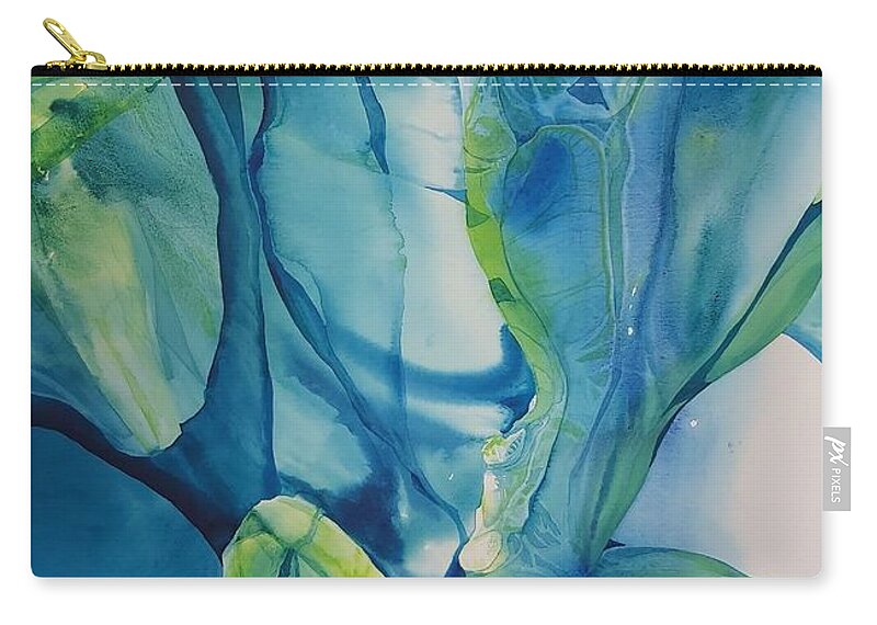Watercolour Ice Arctic Ecological Blue Abstract Transparent Carry-all Pouch featuring the painting Arctic Ice by Donna Acheson-Juillet