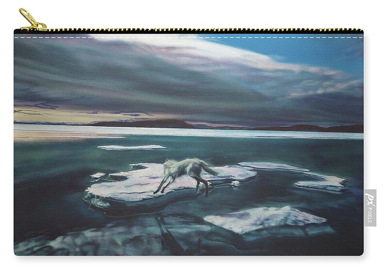 Realism Zip Pouch featuring the painting Arctic Wolf by Sean Connolly