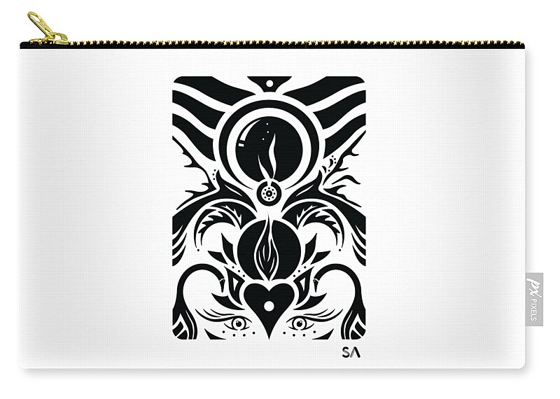 Black And White Carry-all Pouch featuring the digital art Aries by Silvio Ary Cavalcante