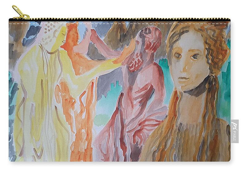 Sculpture Zip Pouch featuring the painting Archcaic Hellenistic Beauty by Enrico Garff