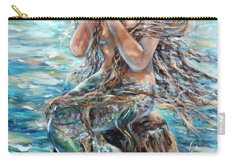 Mermaids Zip Pouch featuring the painting Ariel by Linda Olsen