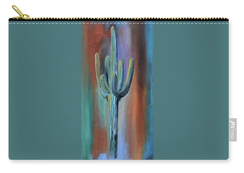 Saguaro Zip Pouch featuring the painting Arizona Giant by Elise Palmigiani