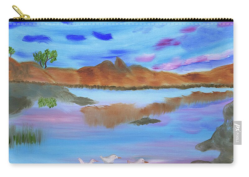 Seascape Zip Pouch featuring the painting Arizona Looking Glass by Meryl Goudey