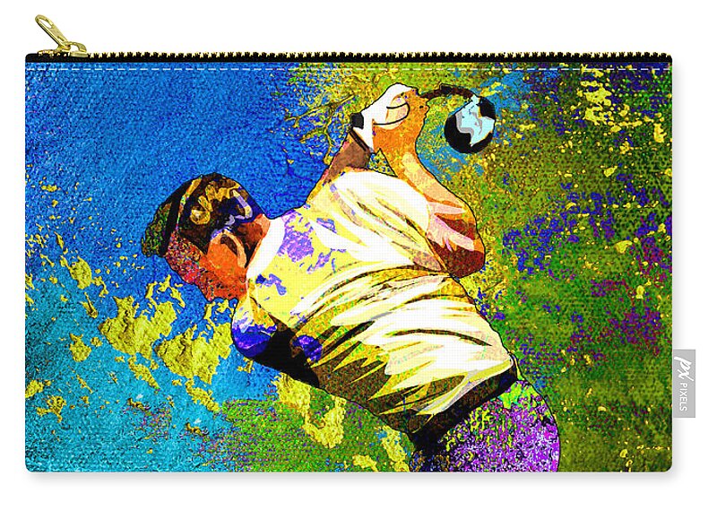 Arnold Palmer Zip Pouch featuring the mixed media Arnold Palmer Dream 01 by Miki De Goodaboom