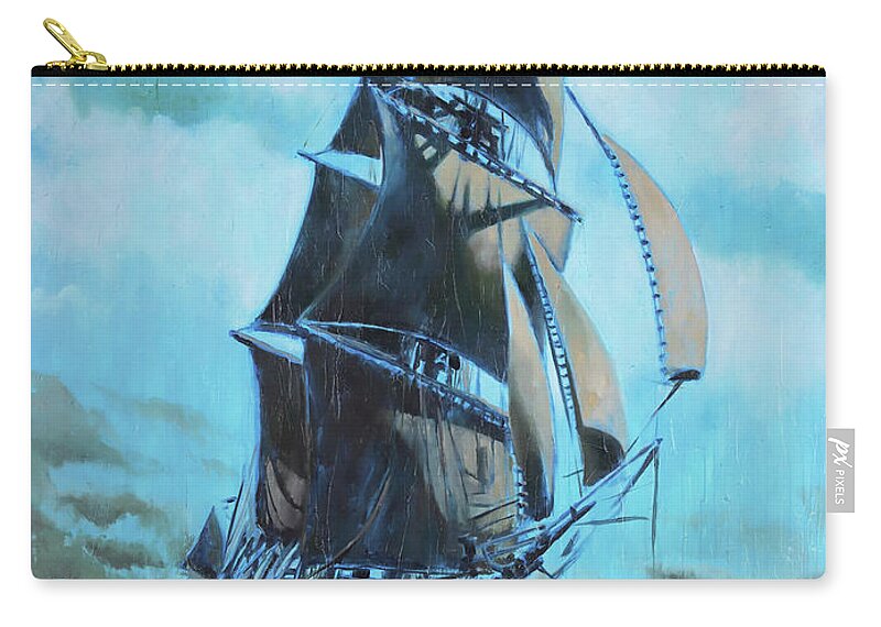 Saiboat Zip Pouch featuring the painting Around The World by Sv Bell