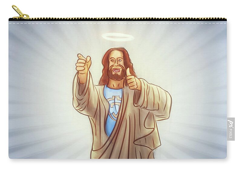 Jesus Zip Pouch featuring the digital art Art - Jesus the Messiah by Matthias Zegveld