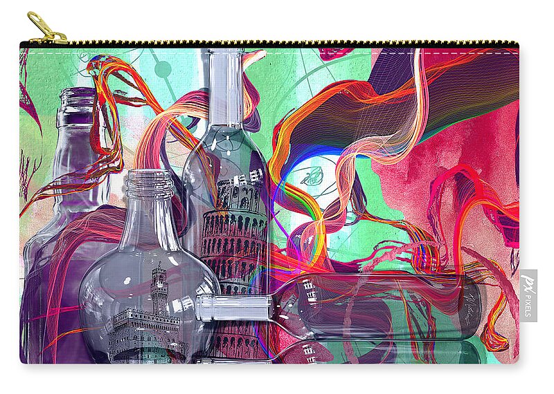 Wine Zip Pouch featuring the digital art Art of Wine Variation by Tina Mitchell