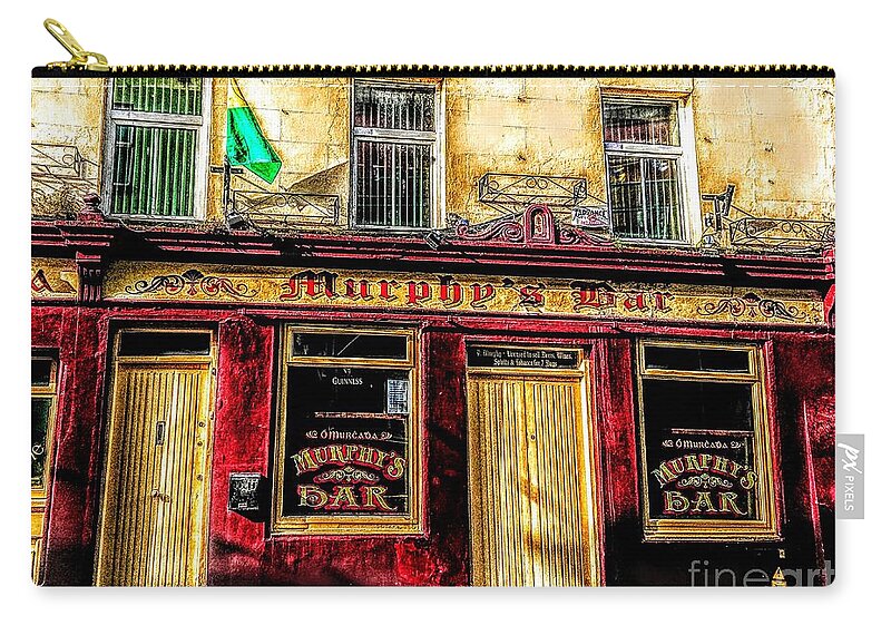 Art Print Of Neachtains Pub Galway Ireland Zip Pouch featuring the painting Art print of murphys pub Galway Ireland by Mary Cahalan Lee - aka PIXI
