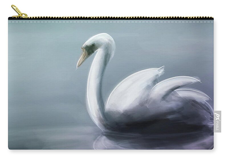 Swan Zip Pouch featuring the digital art Art - The Swan by Matthias Zegveld