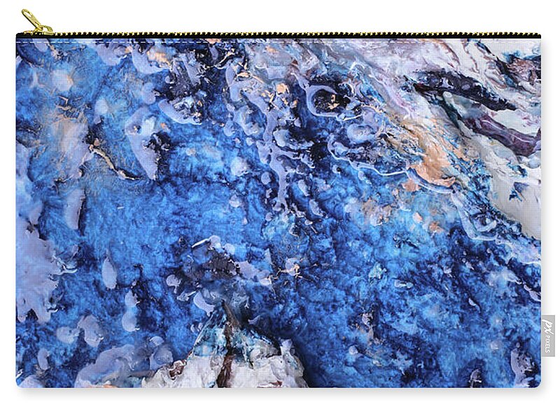 Blue Zip Pouch featuring the mixed media Artificial River Detail Four by Rowan Lyford