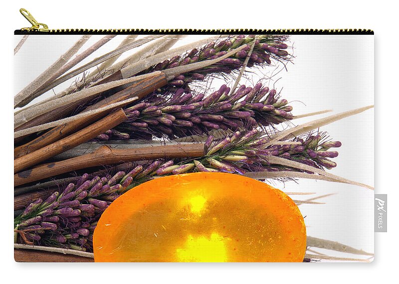 Soap Zip Pouch featuring the photograph Artisan Soap and Lavender by Olivier Le Queinec