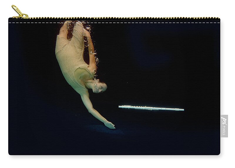 Artist Zip Pouch featuring the photograph Artist magically floating with her flute 52 by Dan Friend