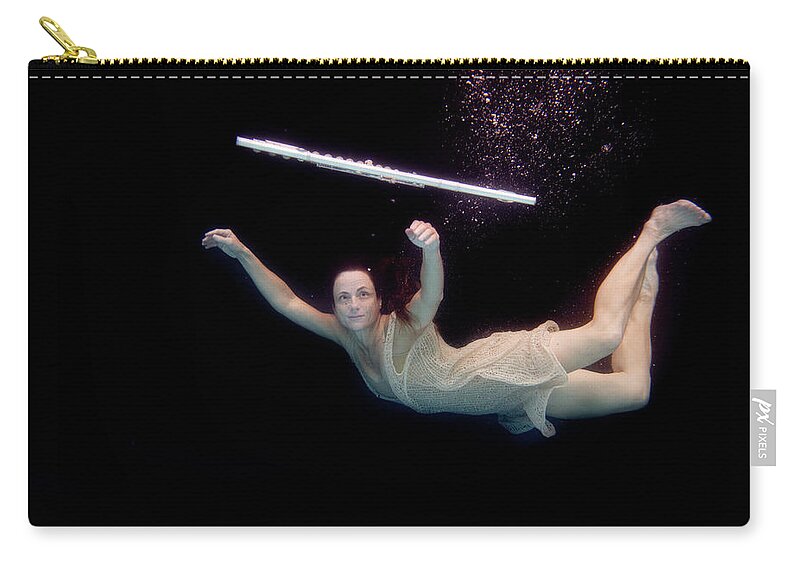 Artist Zip Pouch featuring the photograph Artist magically floating with her flute 61 by Dan Friend